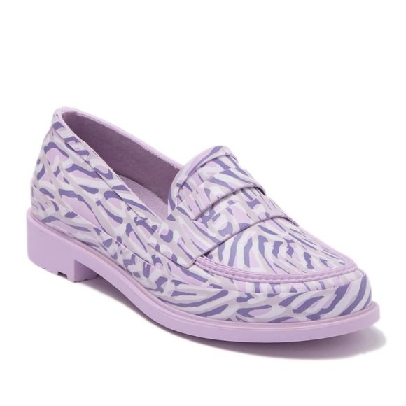 Hunter Refined Coral Print Penny Loafers Flats Purple Dawn Waterproof Size 8 NEW - Picture 1 of 7